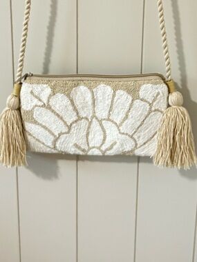 Embroidered Tassel Crossbody Bag